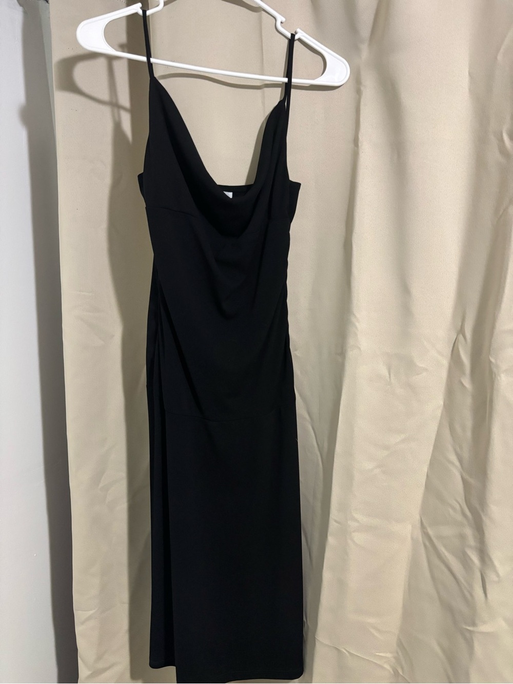 Classic Black Dress with Cowl Neck